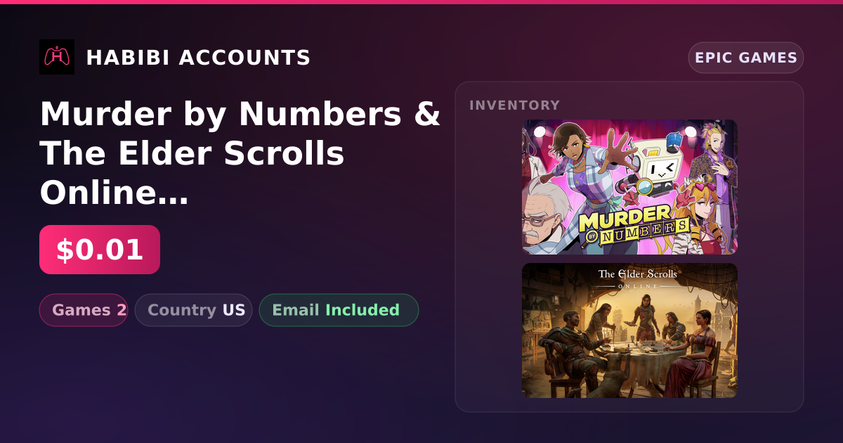 Murder by Numbers & The Elder Scrolls Online | 2 Games — HabibiAccounts