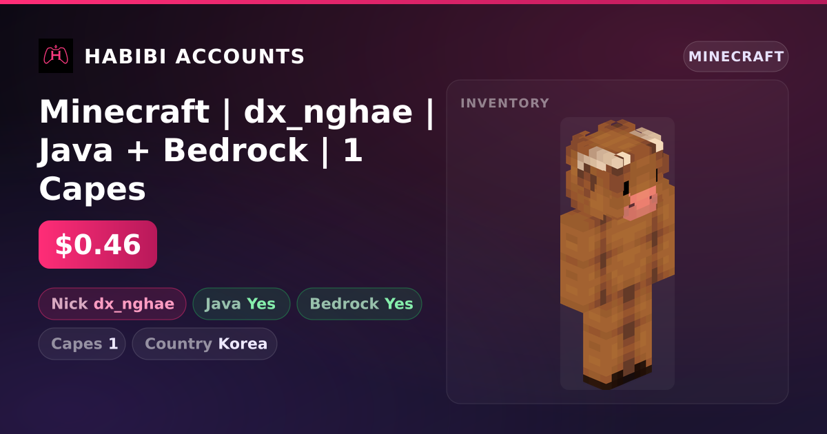 Minecraft | dx_nghae | Java + Bedrock | 1 Capes — HabibiAccounts