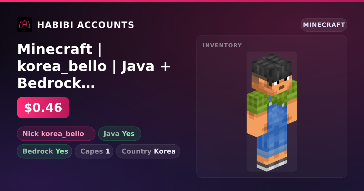 Minecraft | korea_bello | Java + Bedrock | 1 Capes — HabibiAccounts