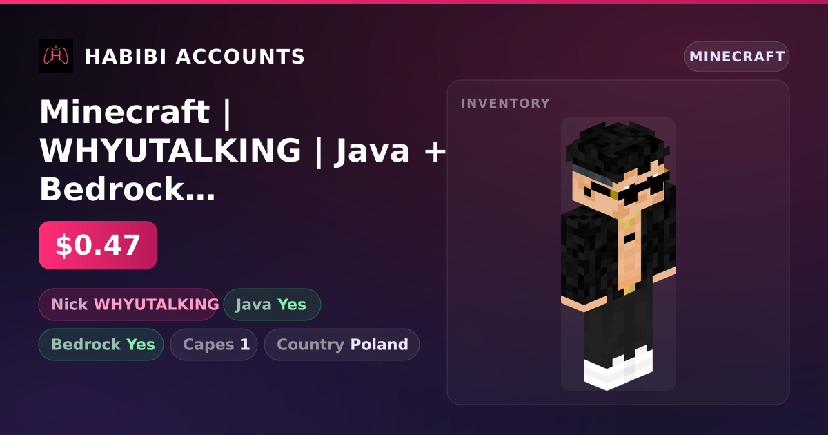 Minecraft | WHYUTALKING | Java + Bedrock | 1 Capes — HabibiAccounts