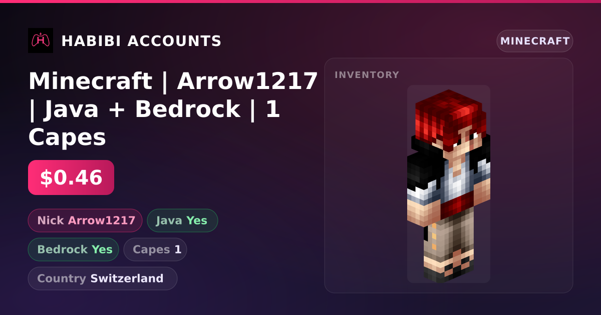 Minecraft | Arrow1217 | Java + Bedrock | 1 Capes — HabibiAccounts