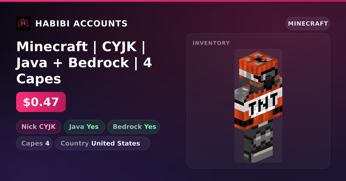 Minecraft | CYJK | Java + Bedrock | 4 Capes — HabibiAccounts