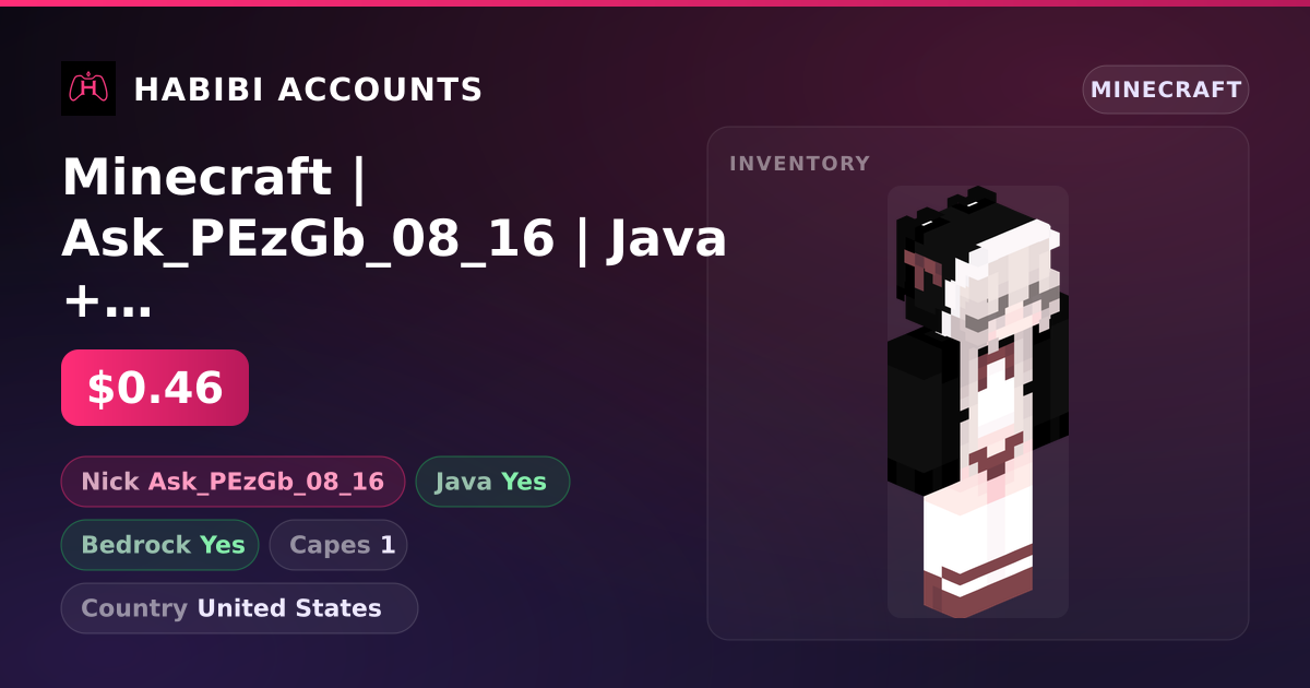 Minecraft | Ask_PEzGb_08_16 | Java + Bedrock | 1 Capes — HabibiAccounts
