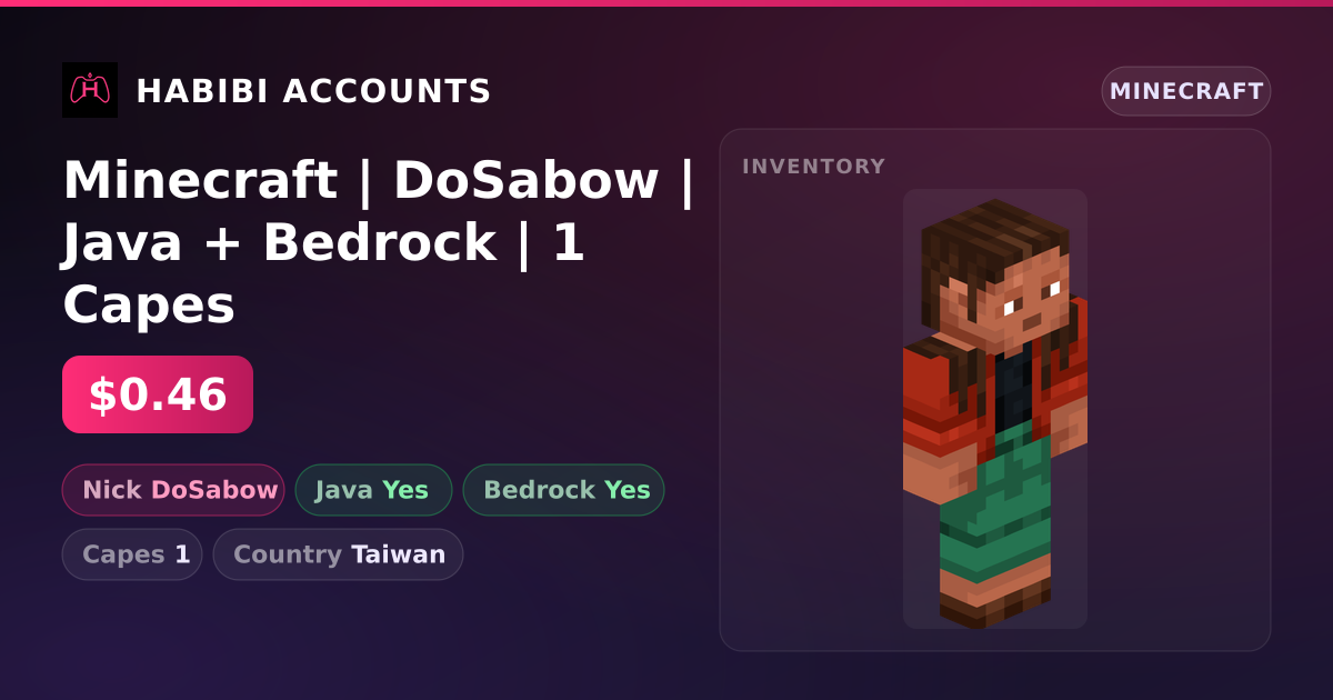 Minecraft | DoSabow | Java + Bedrock | 1 Capes — HabibiAccounts