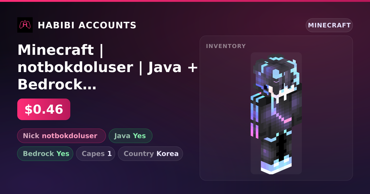 Minecraft | notbokdoluser | Java + Bedrock | 1 Capes — HabibiAccounts