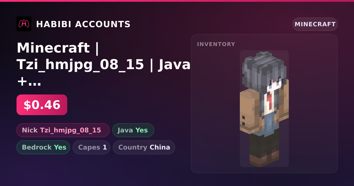 Minecraft | Tzi_hmjpg_08_15 | Java + Bedrock | 1 Capes — HabibiAccounts