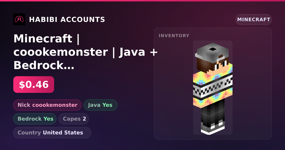 Minecraft | coookemonster | Java + Bedrock | 2 Capes — HabibiAccounts
