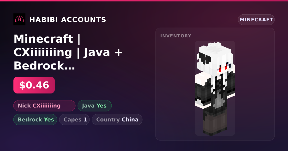 Minecraft | CXiiiiiiing | Java + Bedrock | 1 Capes — HabibiAccounts