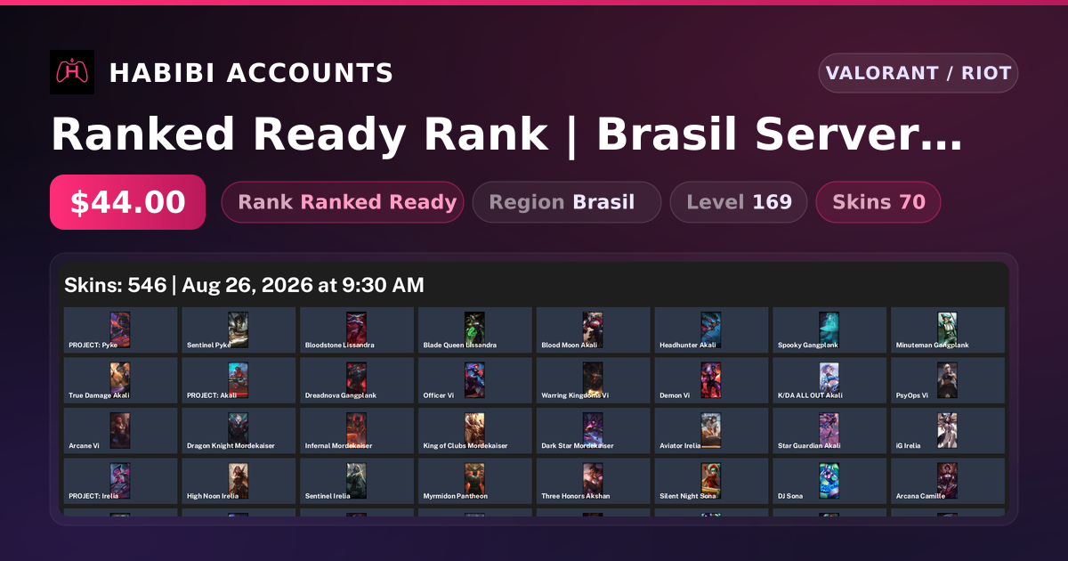 Ranked Ready Rank | Brasil Server | 70 Skins | 4 Knives | Level 169 — HabibiAccounts