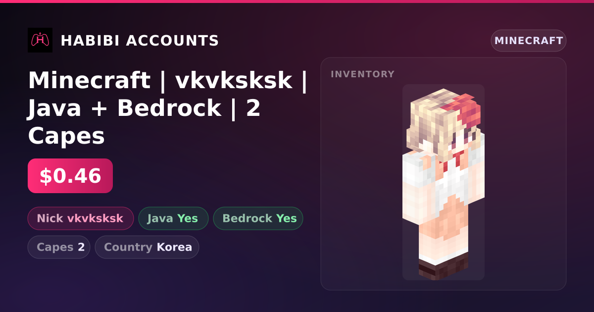 Minecraft | vkvksksk | Java + Bedrock | 2 Capes — HabibiAccounts