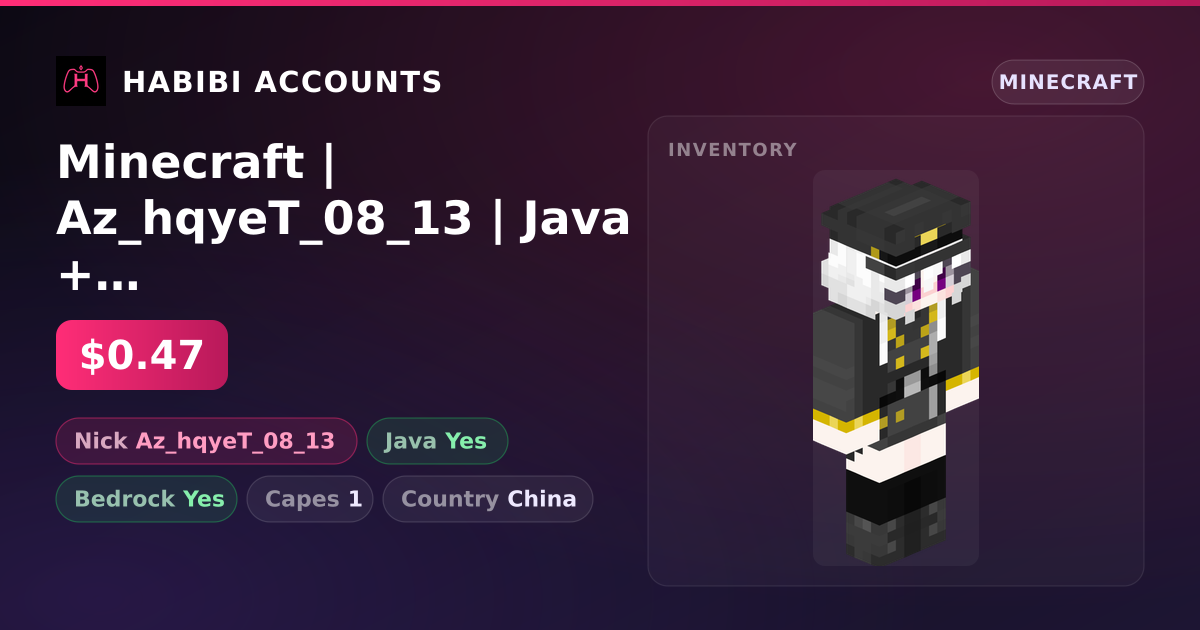 Minecraft | Az_hqyeT_08_13 | Java + Bedrock | 1 Capes — HabibiAccounts