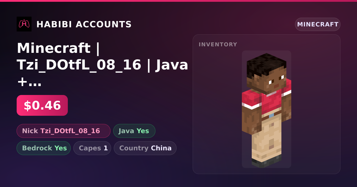 Minecraft | Tzi_DOtfL_08_16 | Java + Bedrock | 1 Capes — HabibiAccounts