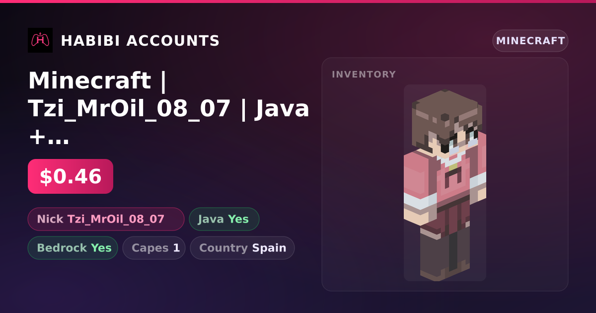 Minecraft | Tzi_MrOil_08_07 | Java + Bedrock | 1 Capes — HabibiAccounts