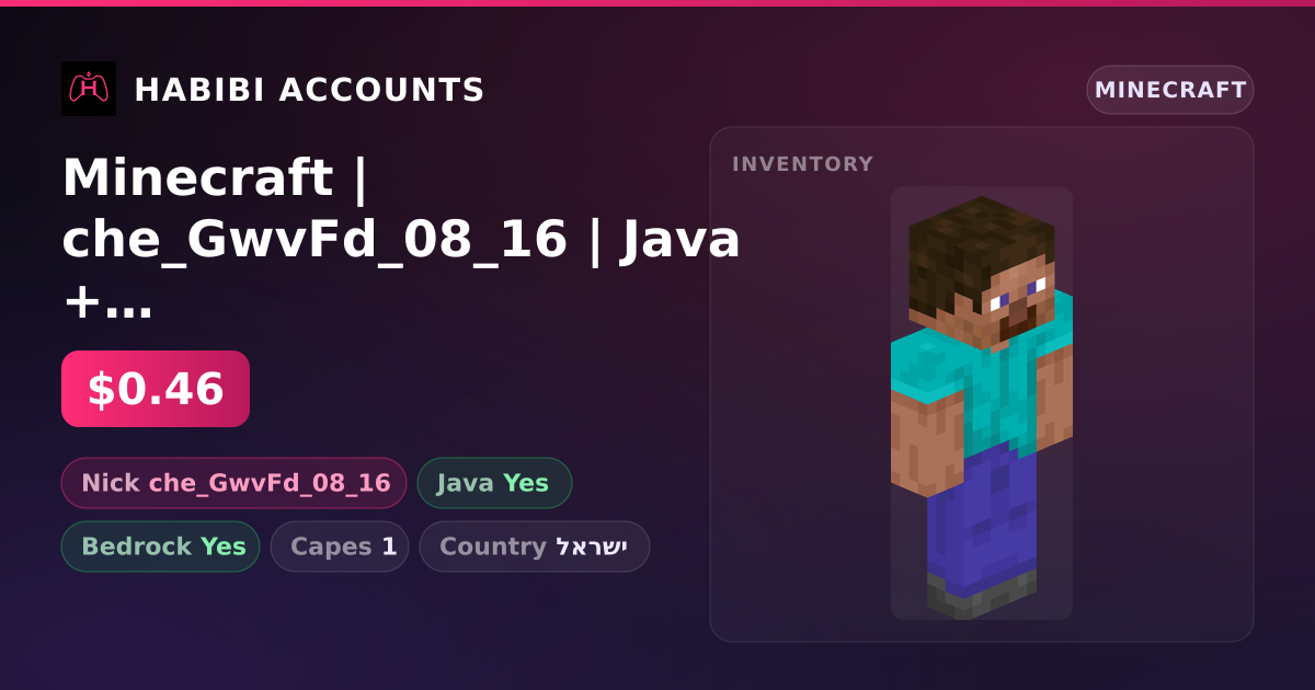 Minecraft | che_GwvFd_08_16 | Java + Bedrock | 1 Capes — HabibiAccounts