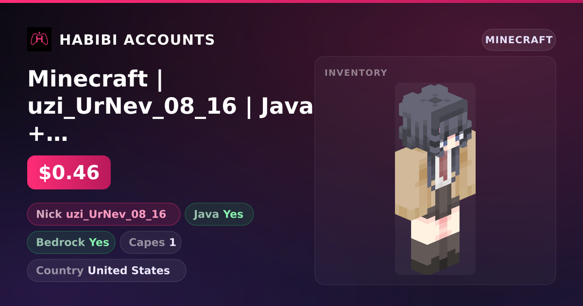 Minecraft | uzi_UrNev_08_16 | Java + Bedrock | 1 Capes — HabibiAccounts
