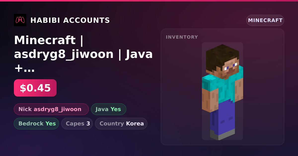 Minecraft | asdryg8_jiwoon | Java + Bedrock | 3 Capes — HabibiAccounts
