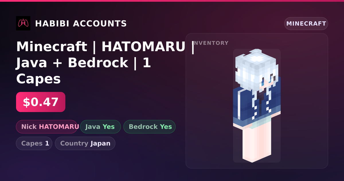 Minecraft | HATOMARU | Java + Bedrock | 1 Capes — HabibiAccounts
