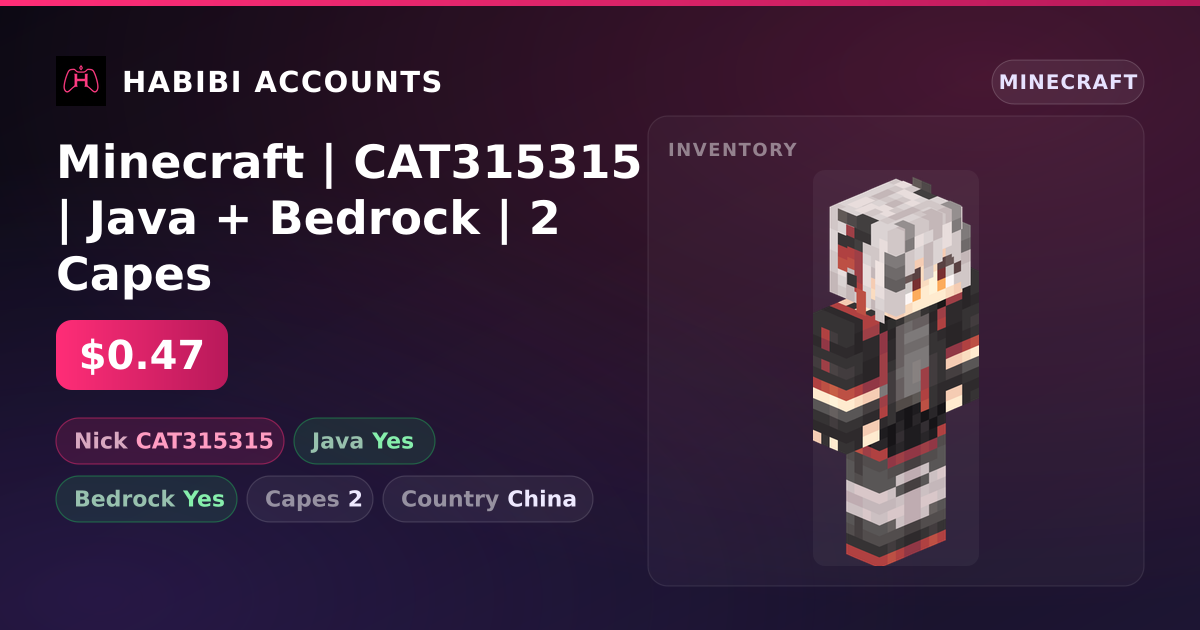 Minecraft | CAT315315 | Java + Bedrock | 2 Capes — HabibiAccounts