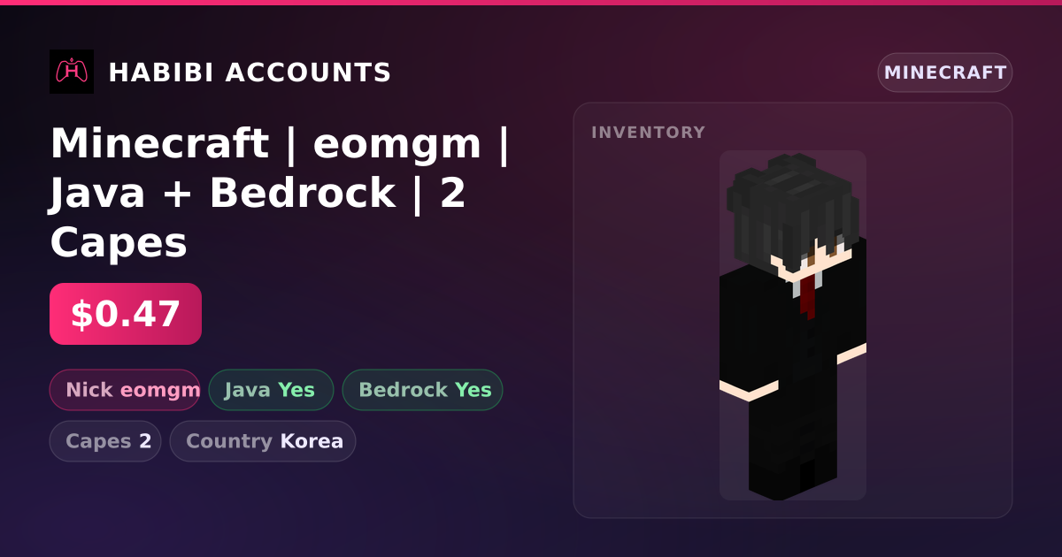 Minecraft | eomgm | Java + Bedrock | 2 Capes — HabibiAccounts