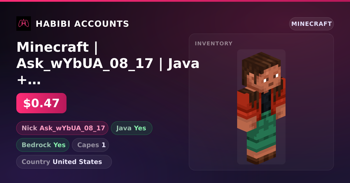 Minecraft | Ask_wYbUA_08_17 | Java + Bedrock | 1 Capes — HabibiAccounts