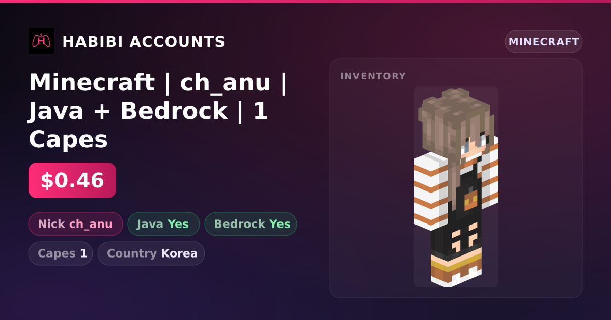 Minecraft | ch_anu | Java + Bedrock | 1 Capes — HabibiAccounts