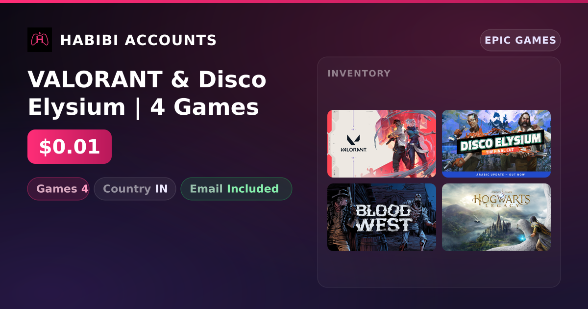 VALORANT & Disco Elysium | 4 Games — HabibiAccounts
