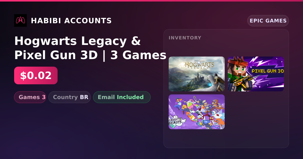 Hogwarts Legacy & Pixel Gun 3D | 3 Games — HabibiAccounts