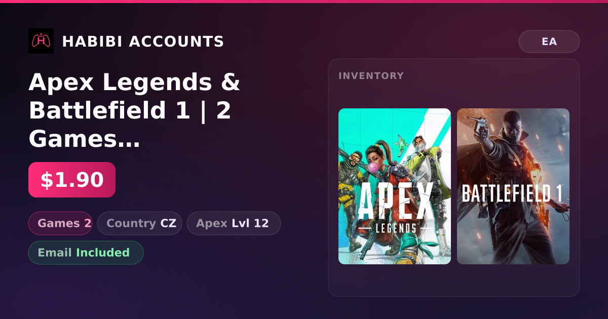 Apex Legends & Battlefield 1 | 2 Games | Apex Lvl 12 — HabibiAccounts