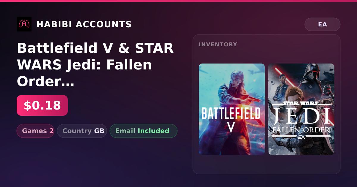Battlefield V & STAR WARS Jedi: Fallen Order | 2 Games — HabibiAccounts