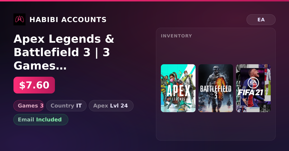 Apex Legends & Battlefield 3 | 3 Games | Apex Lvl 24