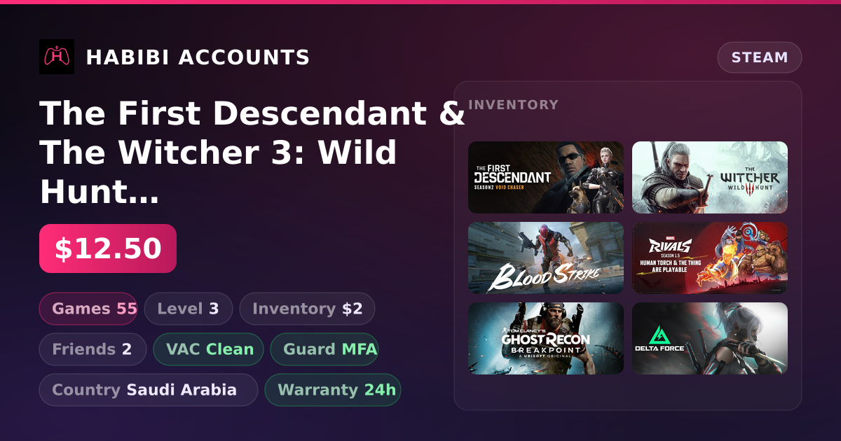 The First Descendant & The Witcher 3: Wild Hunt | 55 Games | Clean