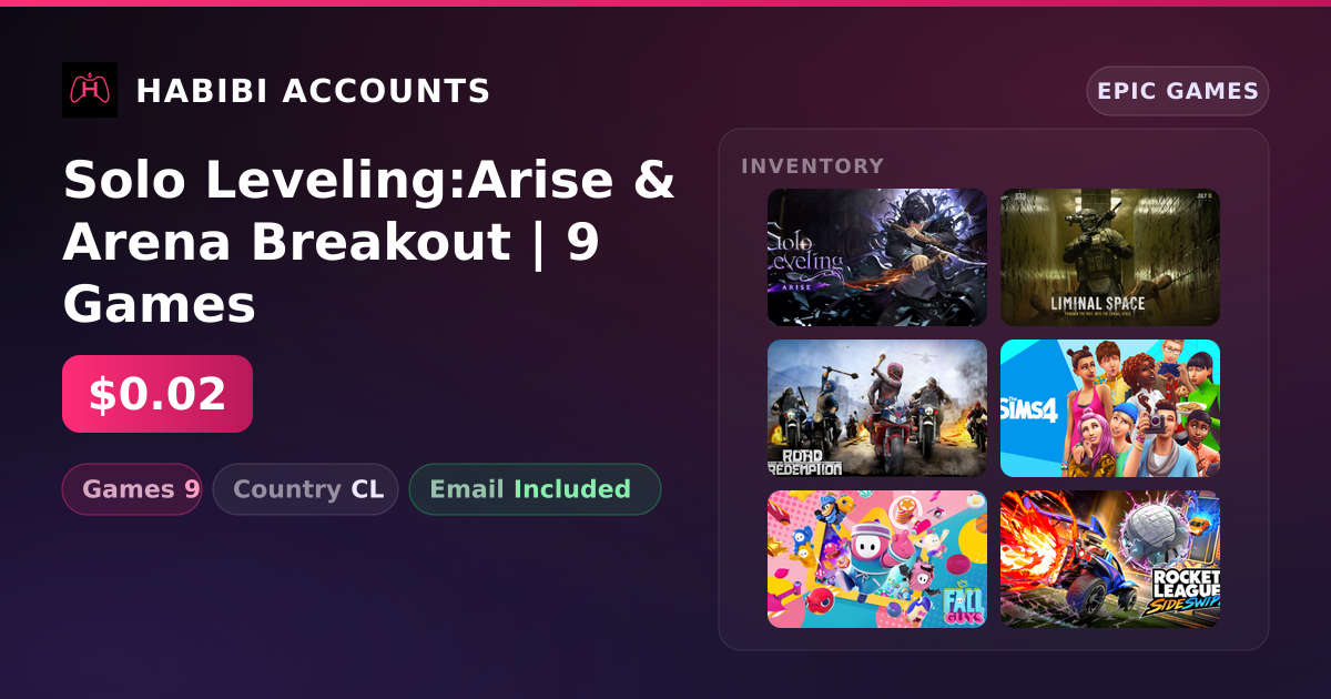 Solo Leveling:Arise & Arena Breakout | 9 Games — HabibiAccounts