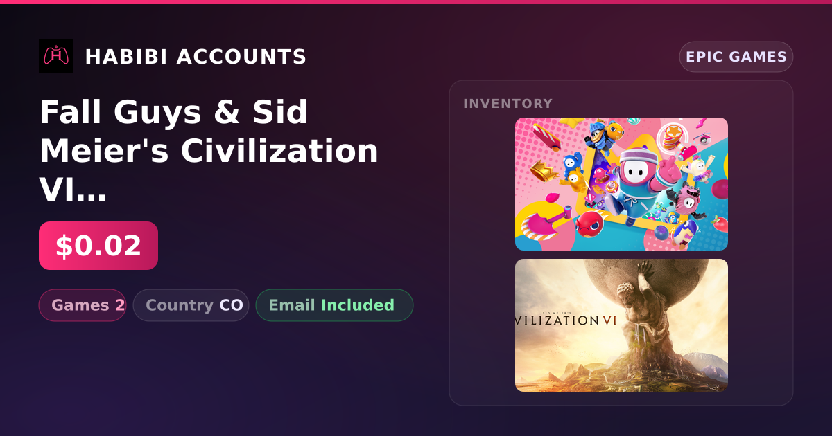 Fall Guys & Sid Meier's Civilization VI | 2 Games — HabibiAccounts