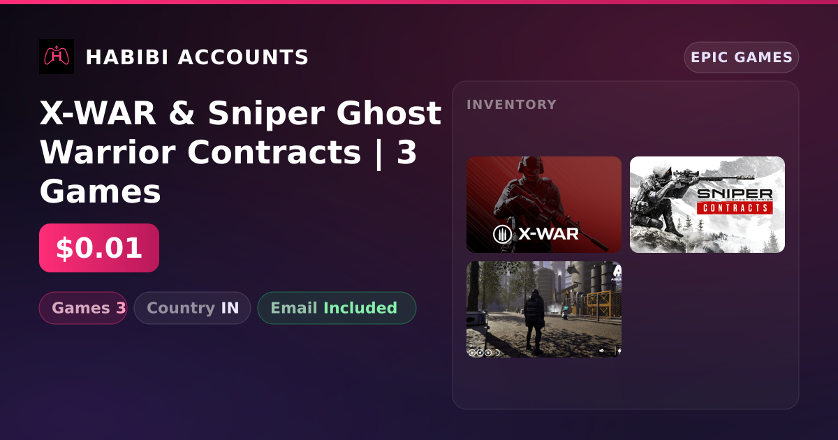 X-WAR & Sniper Ghost Warrior Contracts | 3 Games — HabibiAccounts