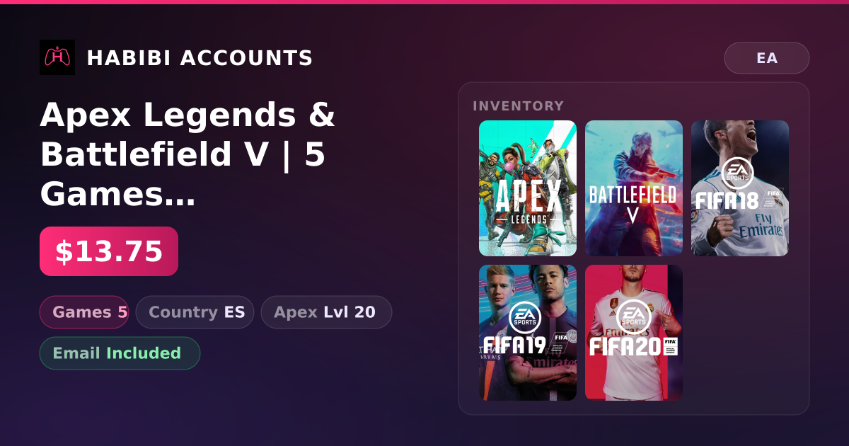 Apex Legends & Battlefield V | 5 Games | Apex Lvl 20