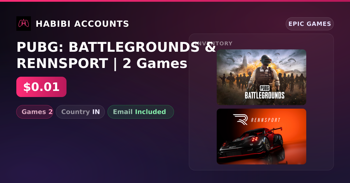 PUBG: BATTLEGROUNDS & RENNSPORT | 2 Games — HabibiAccounts