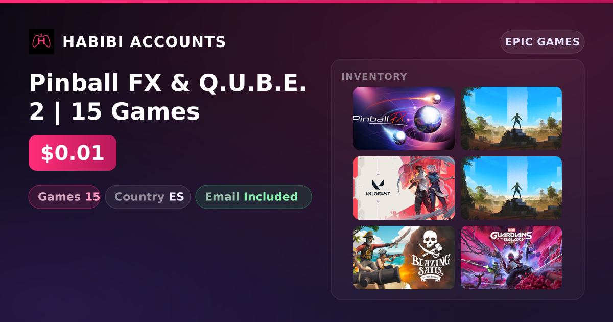 Pinball FX & Q.U.B.E. 2 | 15 Games — HabibiAccounts