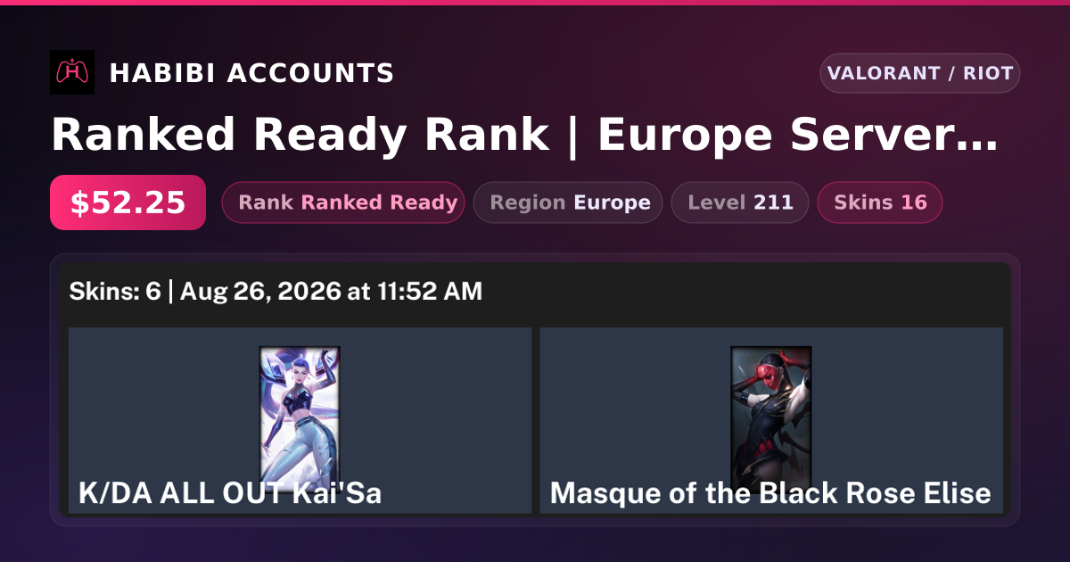 Ranked Ready Rank | Europe Server | 16 Skins | 1 Knives | Level 211 — HabibiAccounts