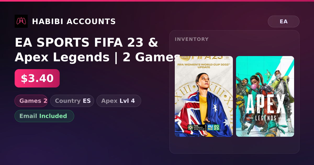 EA SPORTS FIFA 23 & Apex Legends | 2 Games | Apex Lvl 4 — HabibiAccounts