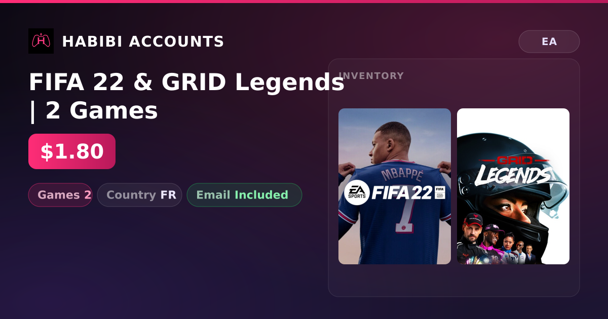 FIFA 22 & GRID Legends | 2 Games — HabibiAccounts