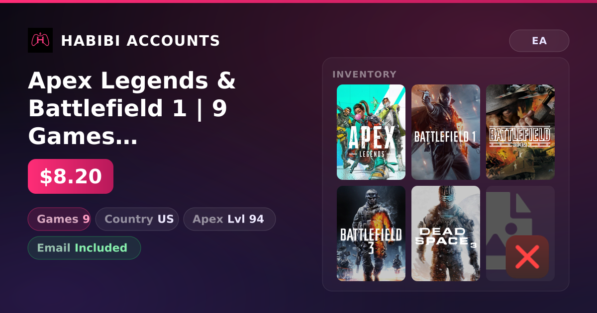 Apex Legends & Battlefield 1 | 9 Games | Apex Lvl 94