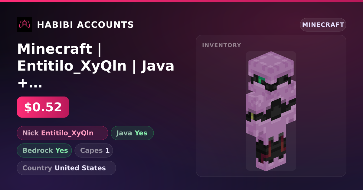 Minecraft | Entitilo_XyQln | Java + Bedrock | 1 Capes — HabibiAccounts
