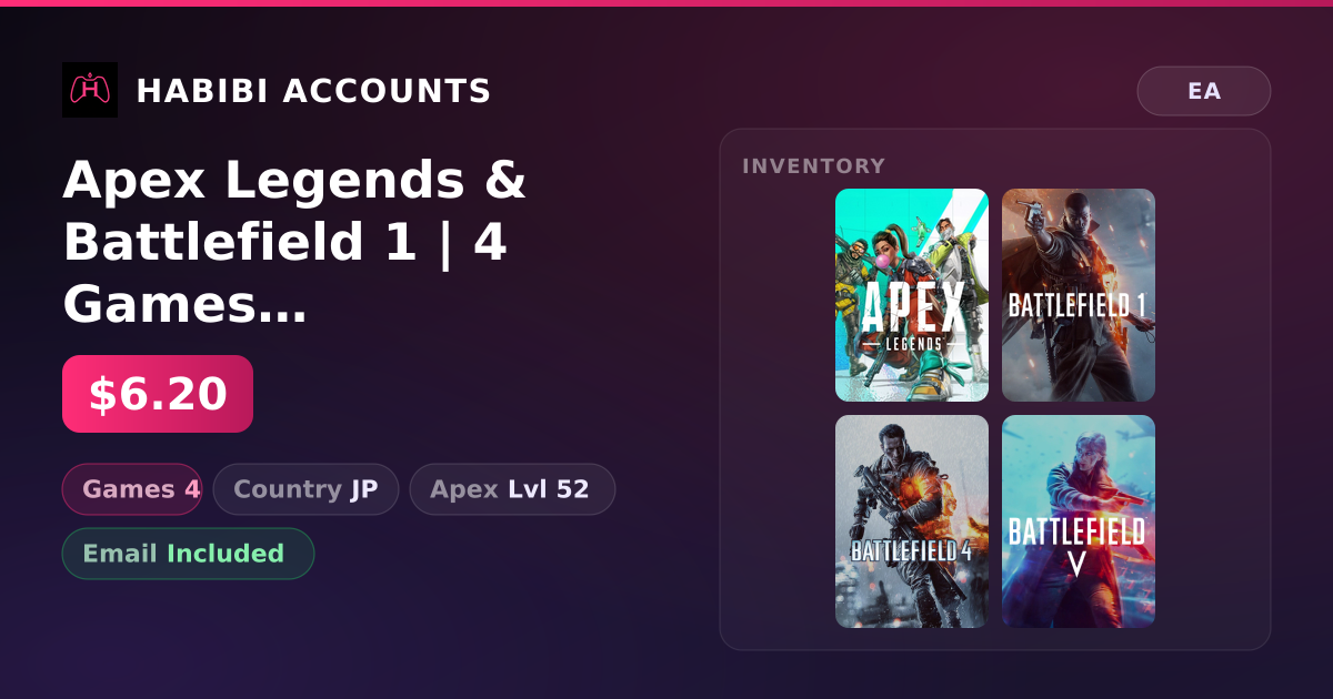 Apex Legends & Battlefield 1 | 4 Games | Apex Lvl 52