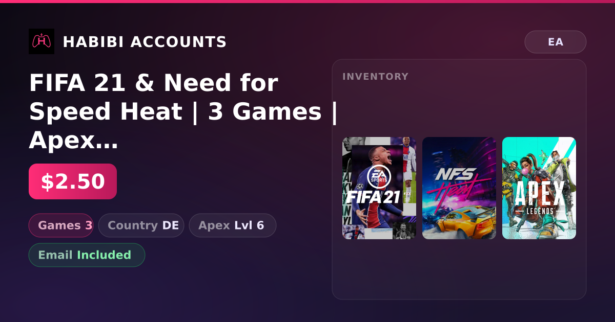 FIFA 21 & Need for Speed Heat | 3 Games | Apex Lvl 6