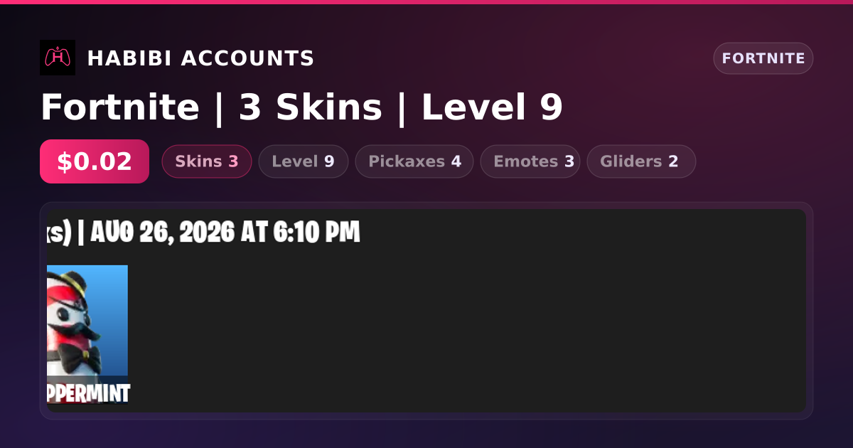 Fortnite | 3 Skins | Level 9 — HabibiAccounts