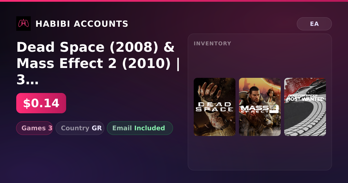 Dead Space (2008) & Mass Effect 2 (2010) | 3 Games — HabibiAccounts
