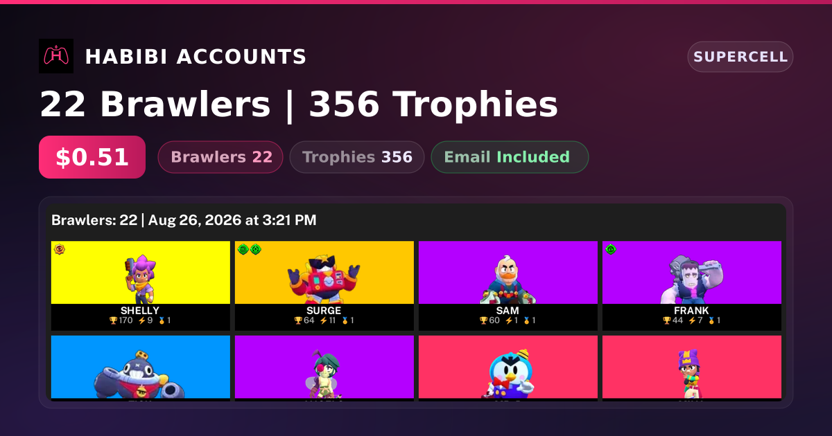 22 Brawlers | 356 Trophies — HabibiAccounts