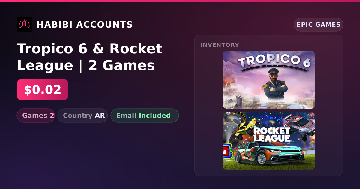 Tropico 6 & Rocket League | 2 Games — HabibiAccounts