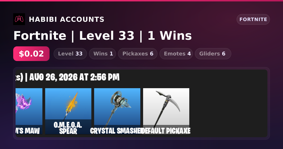 Fortnite | Level 33 | 1 Wins — HabibiAccounts