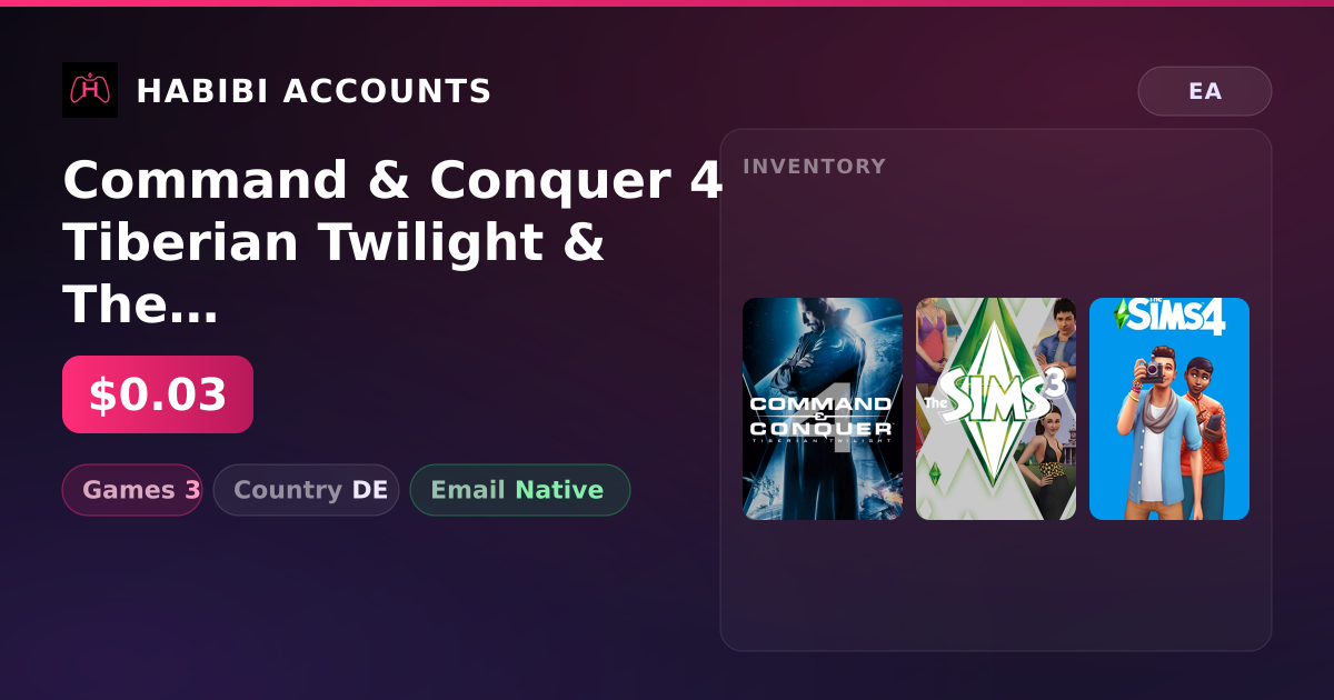 Command & Conquer 4 Tiberian Twilight & The Sims 3 | 3 Games — HabibiAccounts